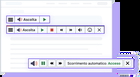 Interfaccia utente con controlli audio e opzioni di scorrimento automatico attivo.